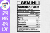 Gemini Zodiac Sign Nutrition Facts SVG - Gemini SVG